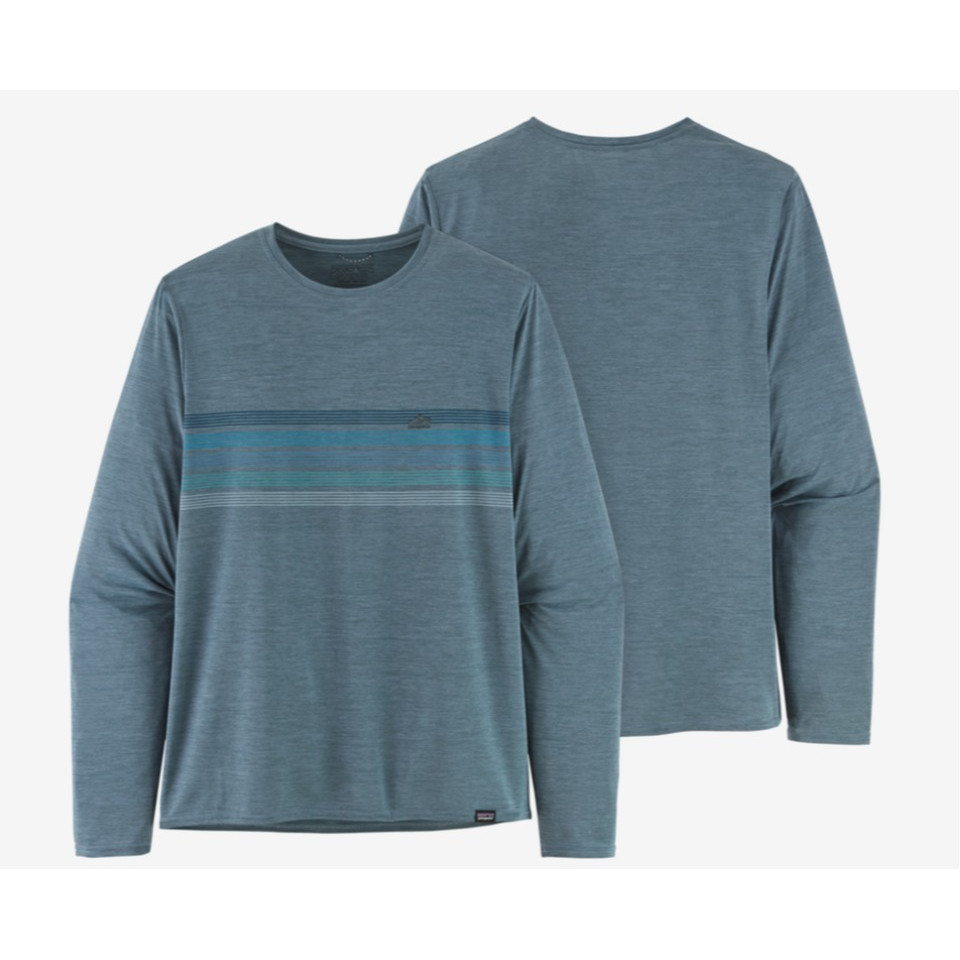 T-SHIRT PATAGONIA MANCHES LONGUES CAP COOL DAILY GRAPHIC SHIRT LINE LOGO RIDGE STRIPE LIGHT PLUME GREY X DYE